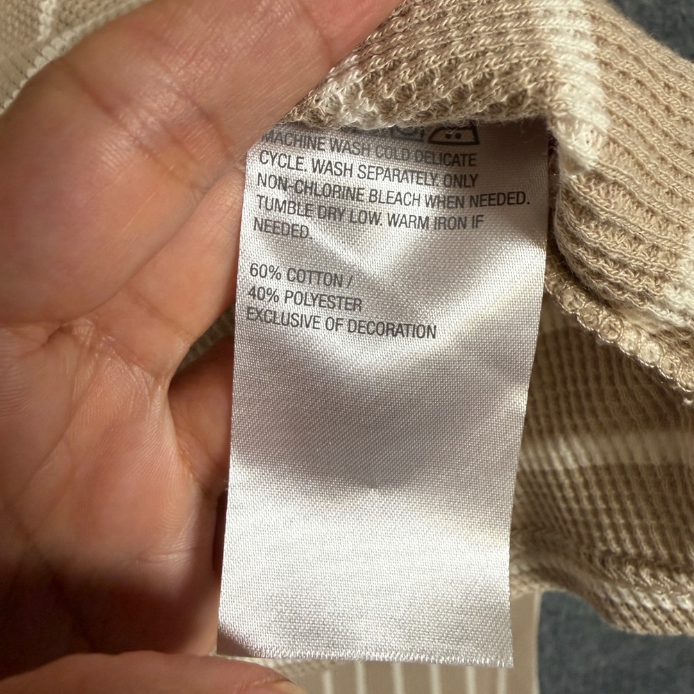 Peace Love World Plus 2X Top and Pant Set Neutral Stripe Waffle Honeycomb Knit - Picture 10 of 16